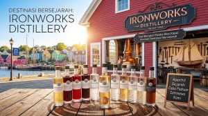 Ironworks Distillery di Lunenburg Nova Scotia Kanada, bekas bengkel pandai besi tahun 1893