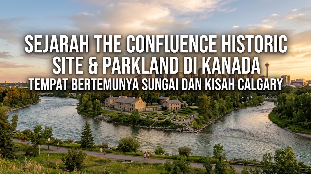 The Confluence Historic Site & Parkland di Calgary, Kanada, di kawasan pertemuan Sungai Bow dan Sungai Elbow.
