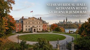 Rideau Hall di Ottawa, Kanada, kediaman resmi gubernur jenderal dengan bangunan klasik dan taman bersejarah.