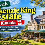 Mackenzie King Estate di Kanada dengan pondok bersejarah, taman, dan reruntuhan batu di Gatineau Park.